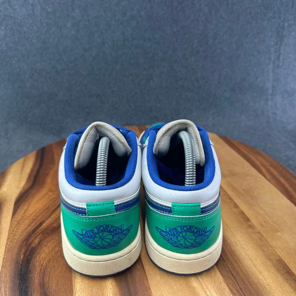 Nike Air Jordan 1 Low Rare Air Green Blue Mens 8 Sneakers Retro 553558-147